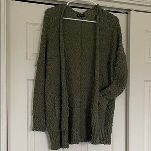 Racheal Olive Green Open-Front Women's Cardigan Sweater